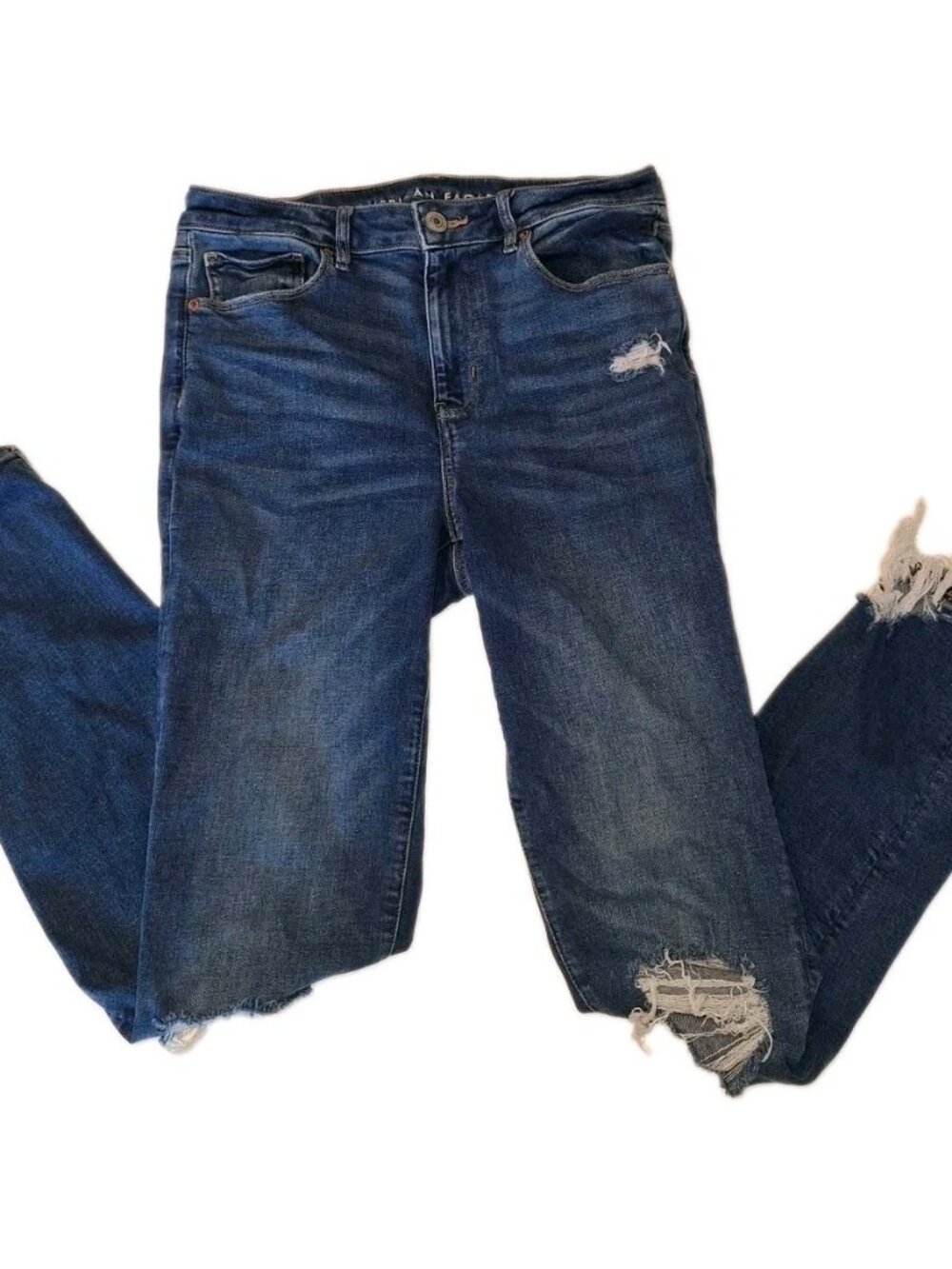 American Eagle Womens Blue Size 10 Stretch Jeans  30x30 Distressed